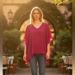MARIE OLIVER MAGENTA SILK TUNIC MINI DRESS VERY GOOD COND SIZE SMALL